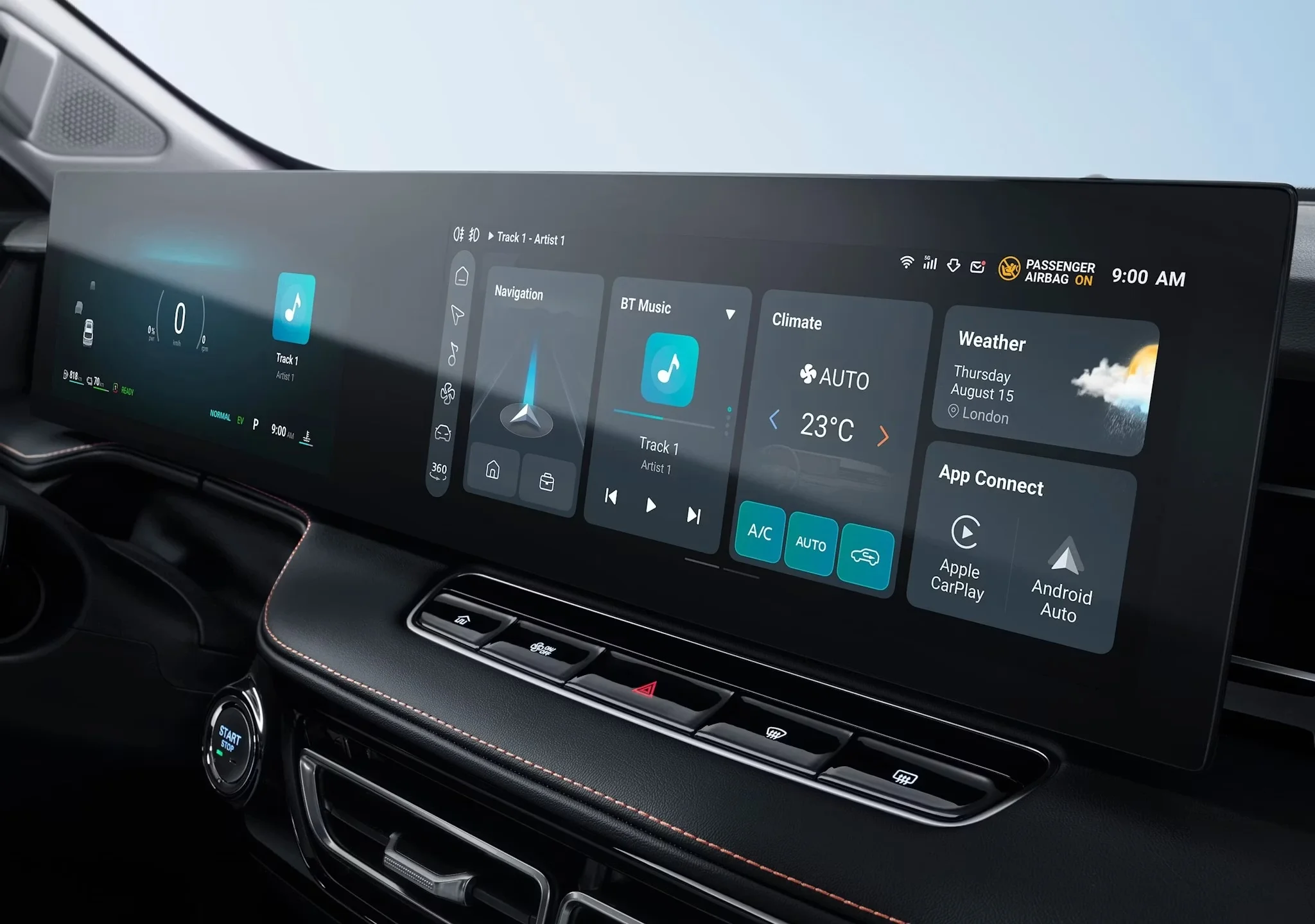 Interior tecnológico del MG HS PHEV